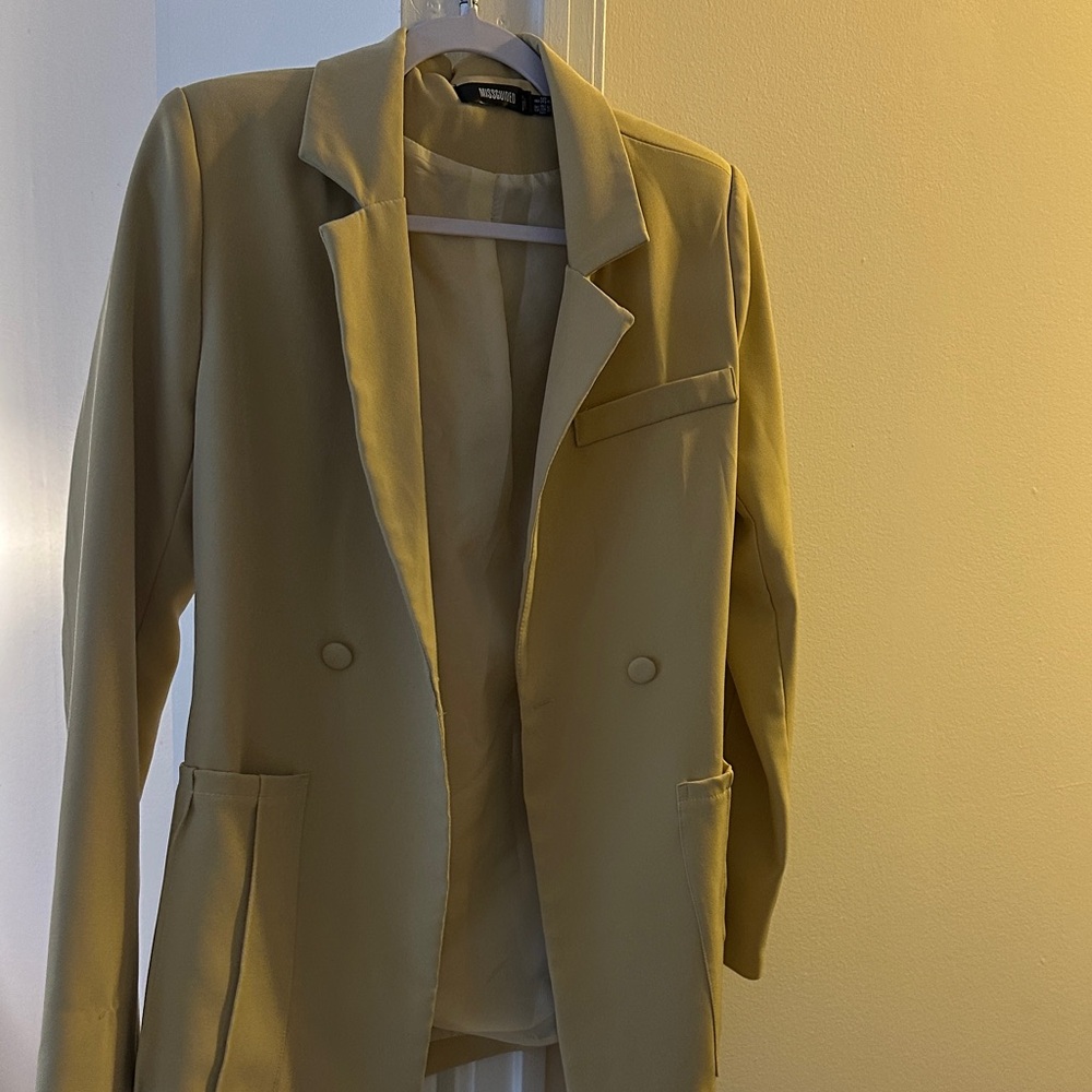 Missguided Yellow Double-Breasted Blazer